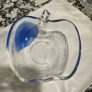 Glass Apple Dishes w/Colored Leaves
